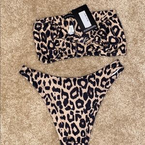 Pretty Little Thing Leopard Bandeau Bikini Set